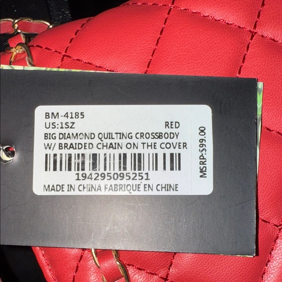 BADGLEY MISCHKA Red Quilted Chain Shoulder Bag - Picture 11 of 11